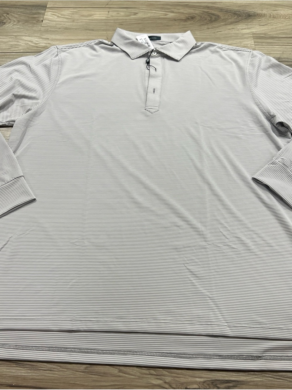 Turtleson Carter Stripe Performance Polo Long Sleeve Pearl Gray Mens 2XL $95